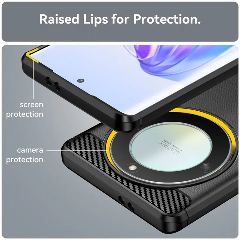Custodia per Honor Magic6 Lite, Techsuit, Carbonio, Nera