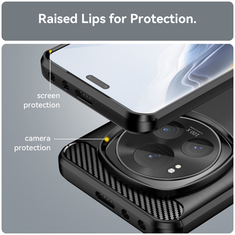 Custodia per Honor Magic6 Pro, Techsuit, Carbonio, Nera