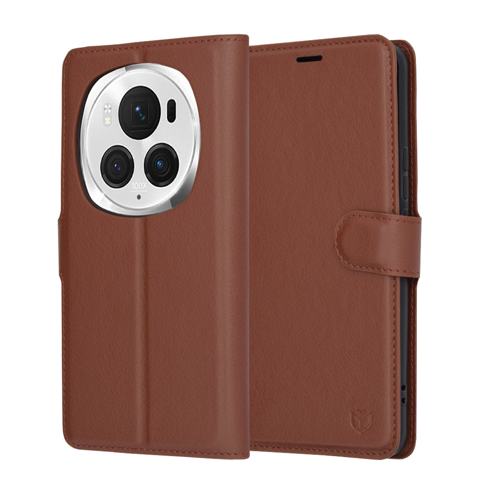Custodia per Honor Magic6 Pro, Techsuit, Leather Folio, Marrone