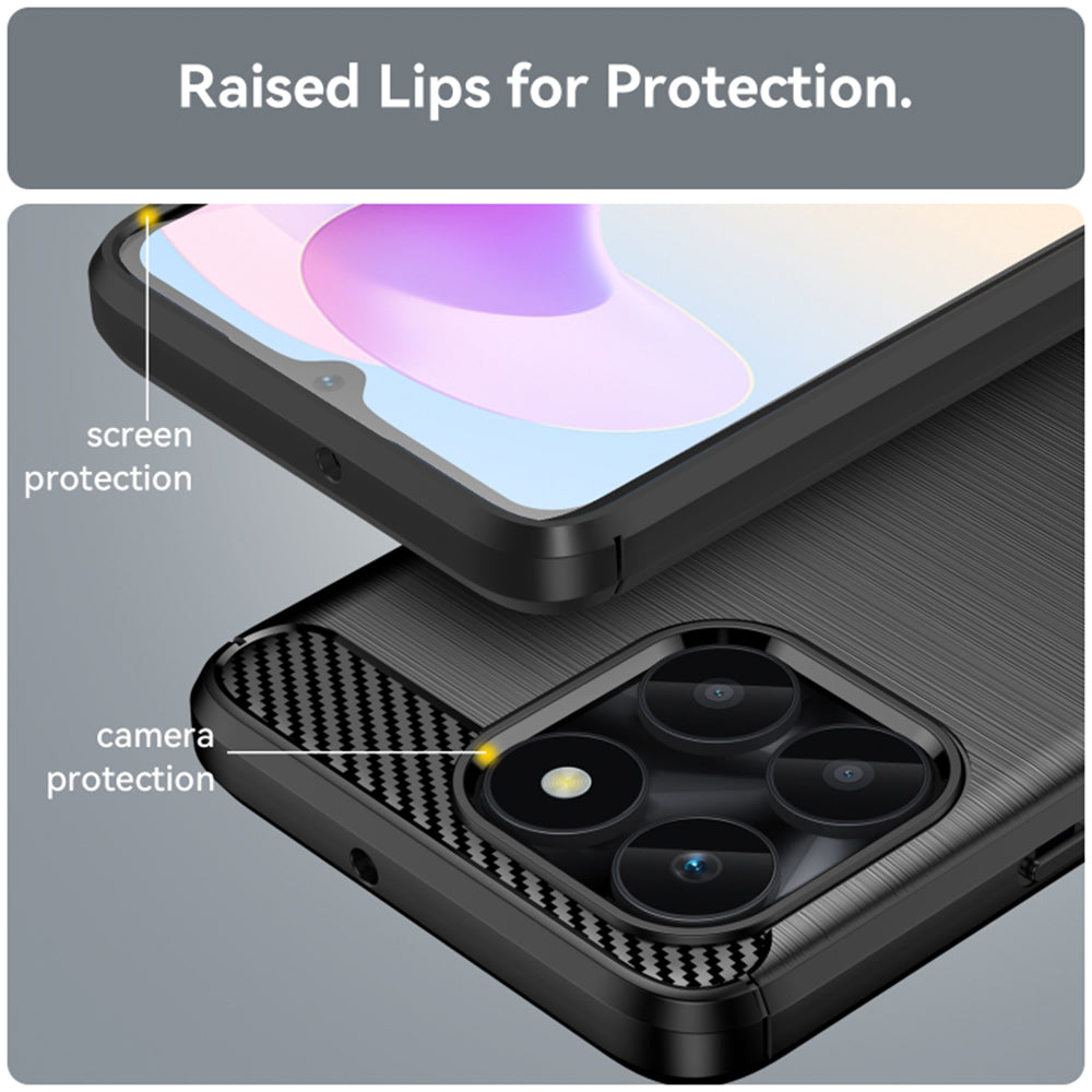 Custodia per Honor X6a, Techsuit, Carbonio, Nera