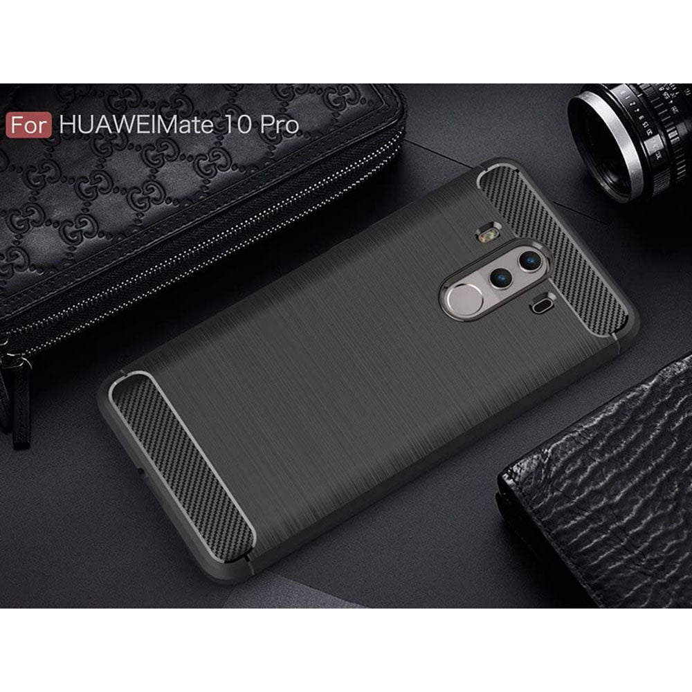 Custodia per Huawei Mate 10 Pro, Techsuit, Carbonio, Nera