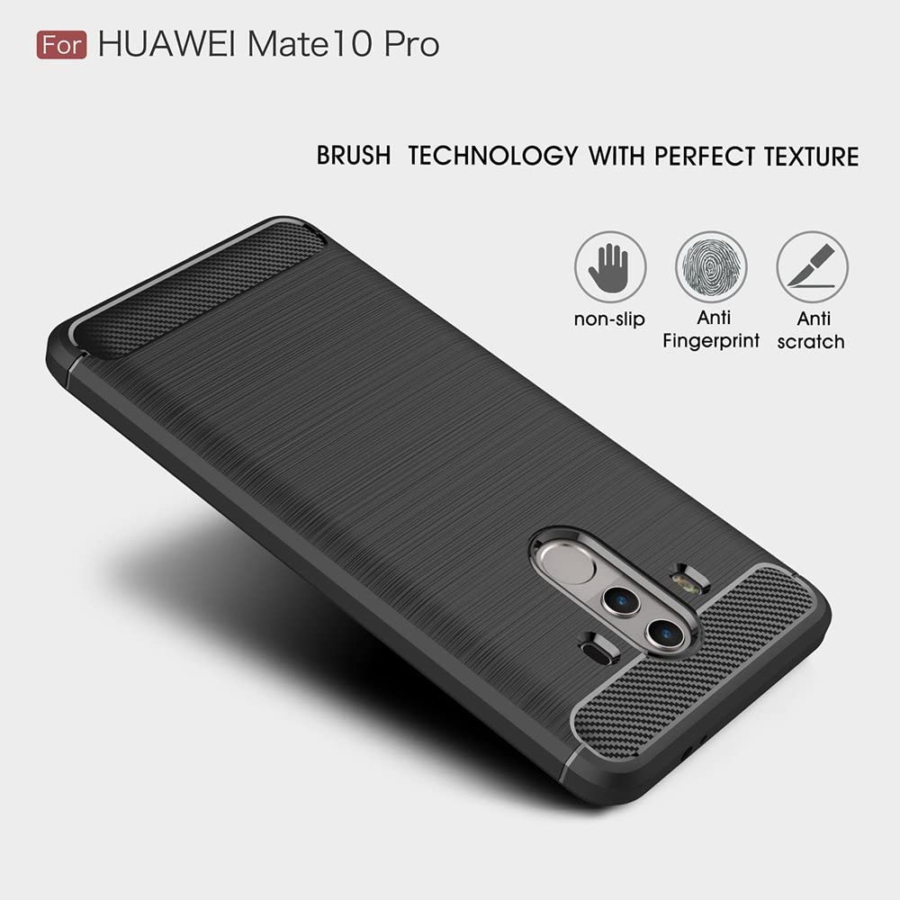 Custodia per Huawei Mate 10 Pro, Techsuit, Carbonio, Nera
