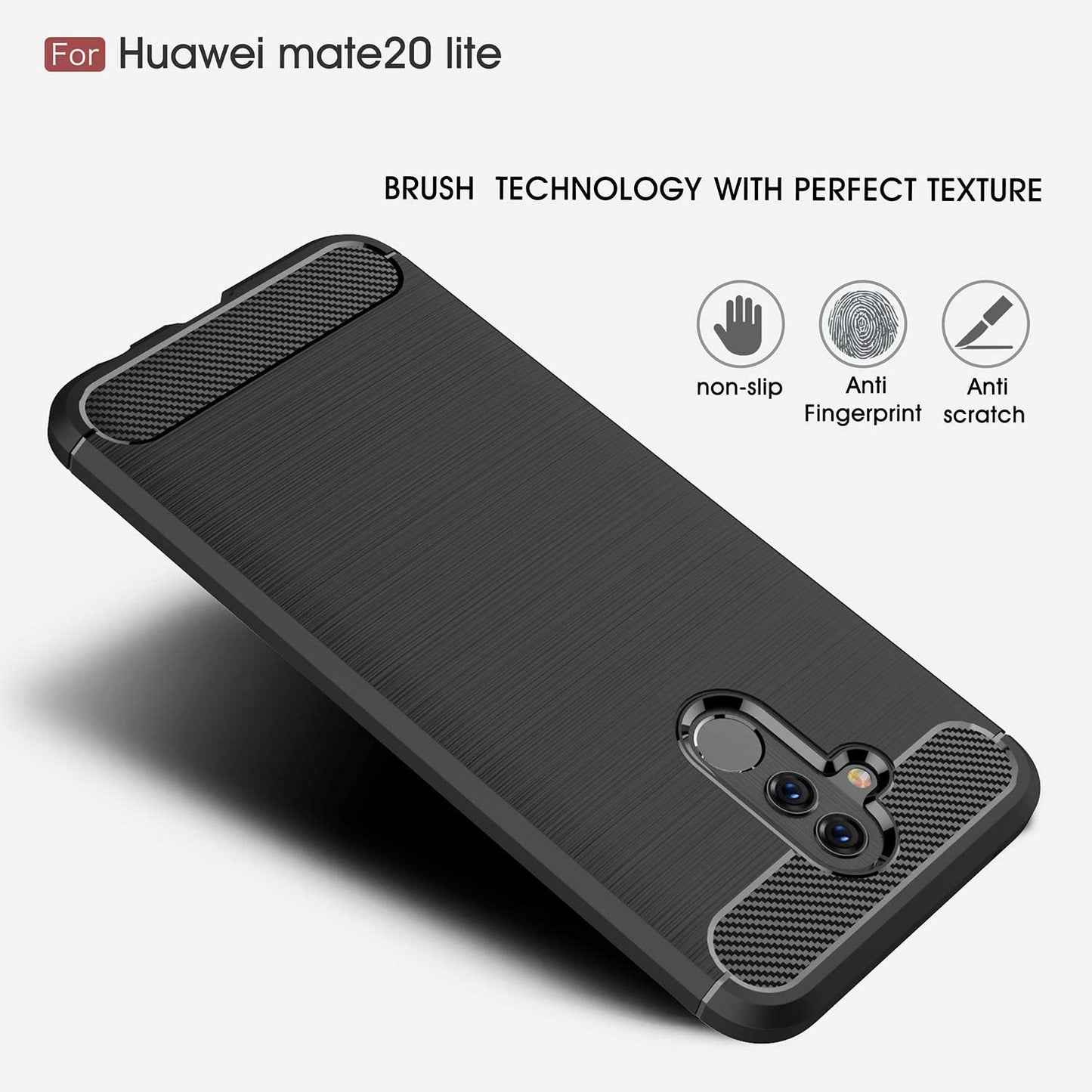 Custodia per Huawei Mate 20 Lite, Techsuit, Carbonio, Nera