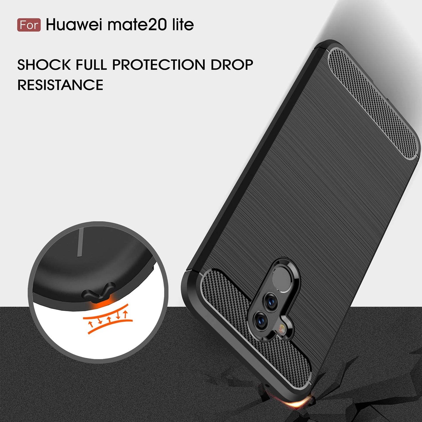 Custodia per Huawei Mate 20 Lite, Techsuit, Carbonio, Nera