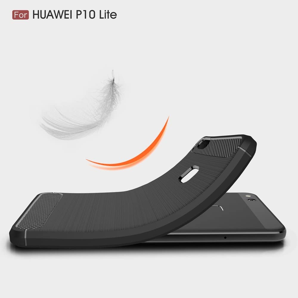 Custodia per Huawei P10 Lite, Techsuit, Carbonio, Nera