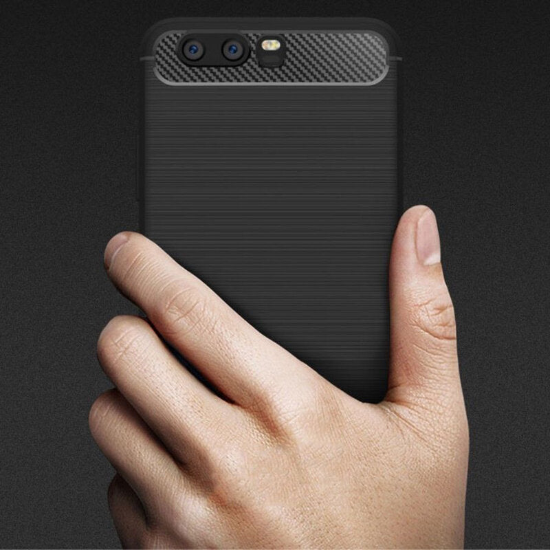 Custodia per Huawei P10 Plus, Techsuit, Carbonio, Nera