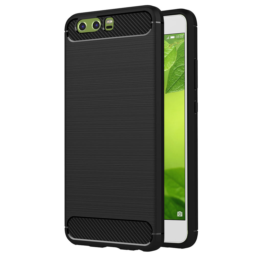 Custodia per Huawei P10, Techsuit, Carbonio, Nera