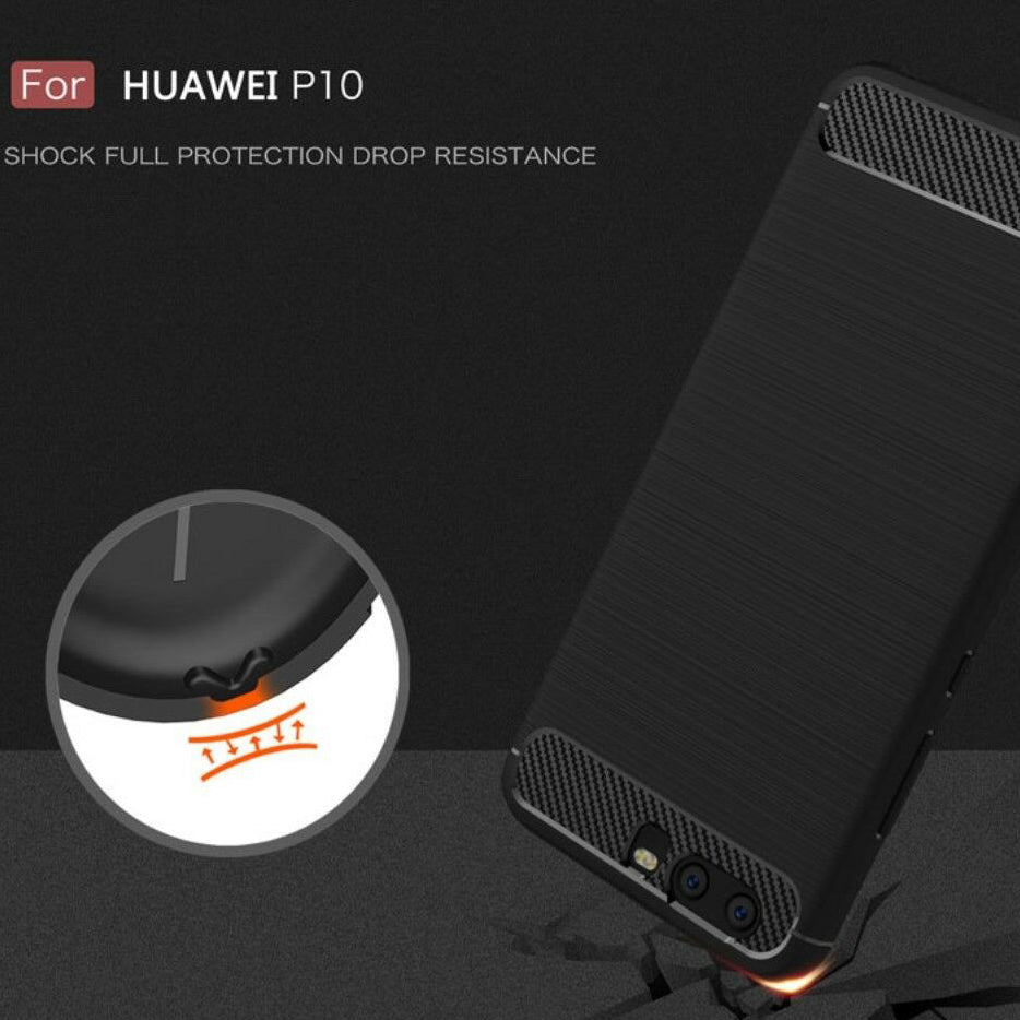 Custodia per Huawei P10, Techsuit, Carbonio, Nera