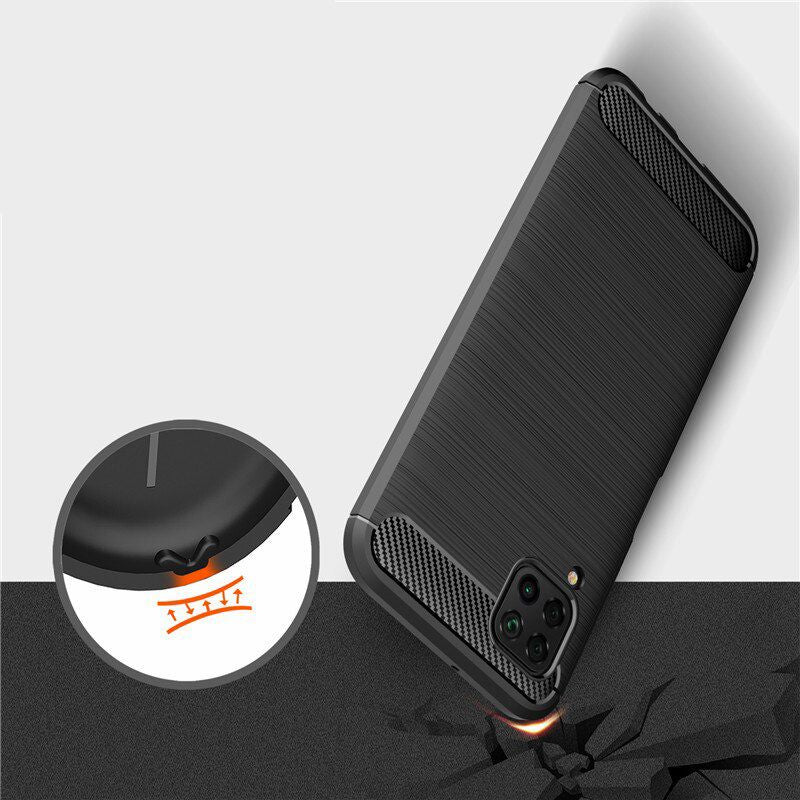 Custodia per Huawei P40 lite 4G, Techsuit, Carbonio, Nera