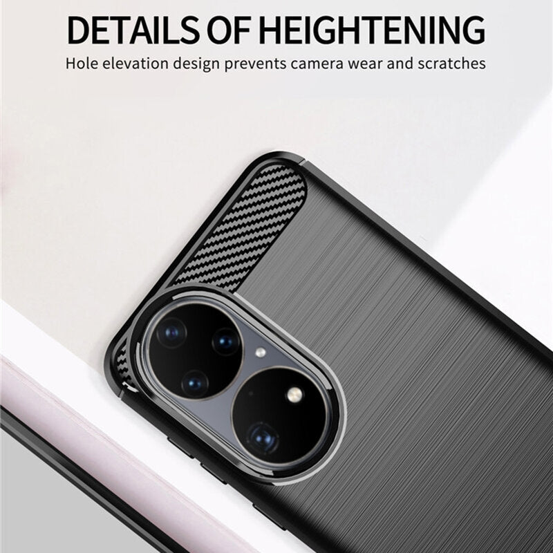 Custodia per Huawei P50 Pro, Techsuit, Carbonio, Nera