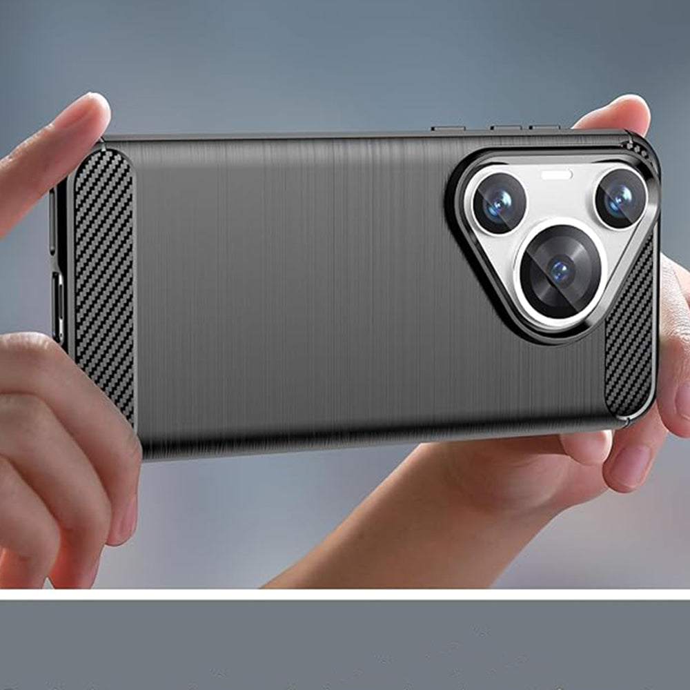 Custodia per Huawei Pura 70 Pro, Techsuit, Carbonio, Nera