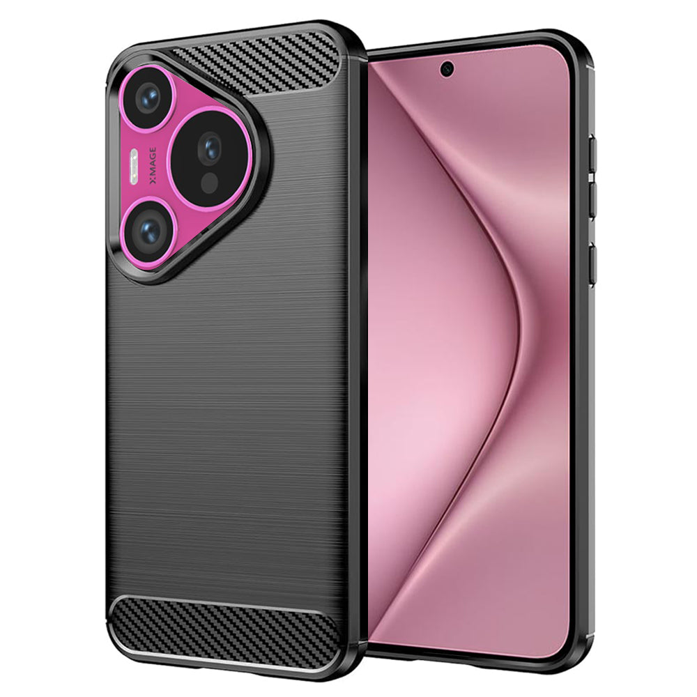 Custodia per Huawei Pura 70, Techsuit, Carbonio, Nera