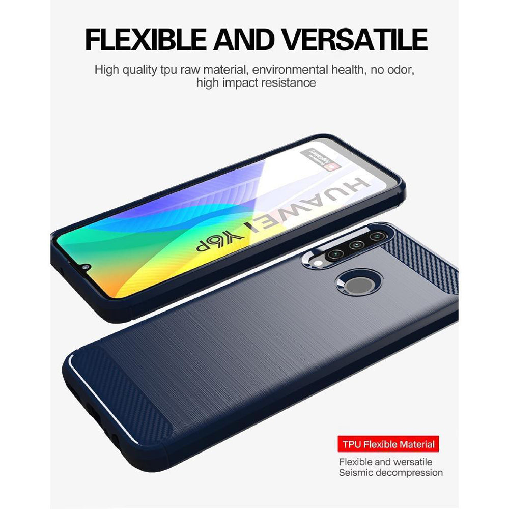 Custodia per Huawei Y6p, Techsuit, Carbonio, Nera