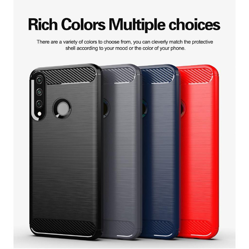 Custodia per Huawei Y6p, Techsuit, Carbonio, Nera