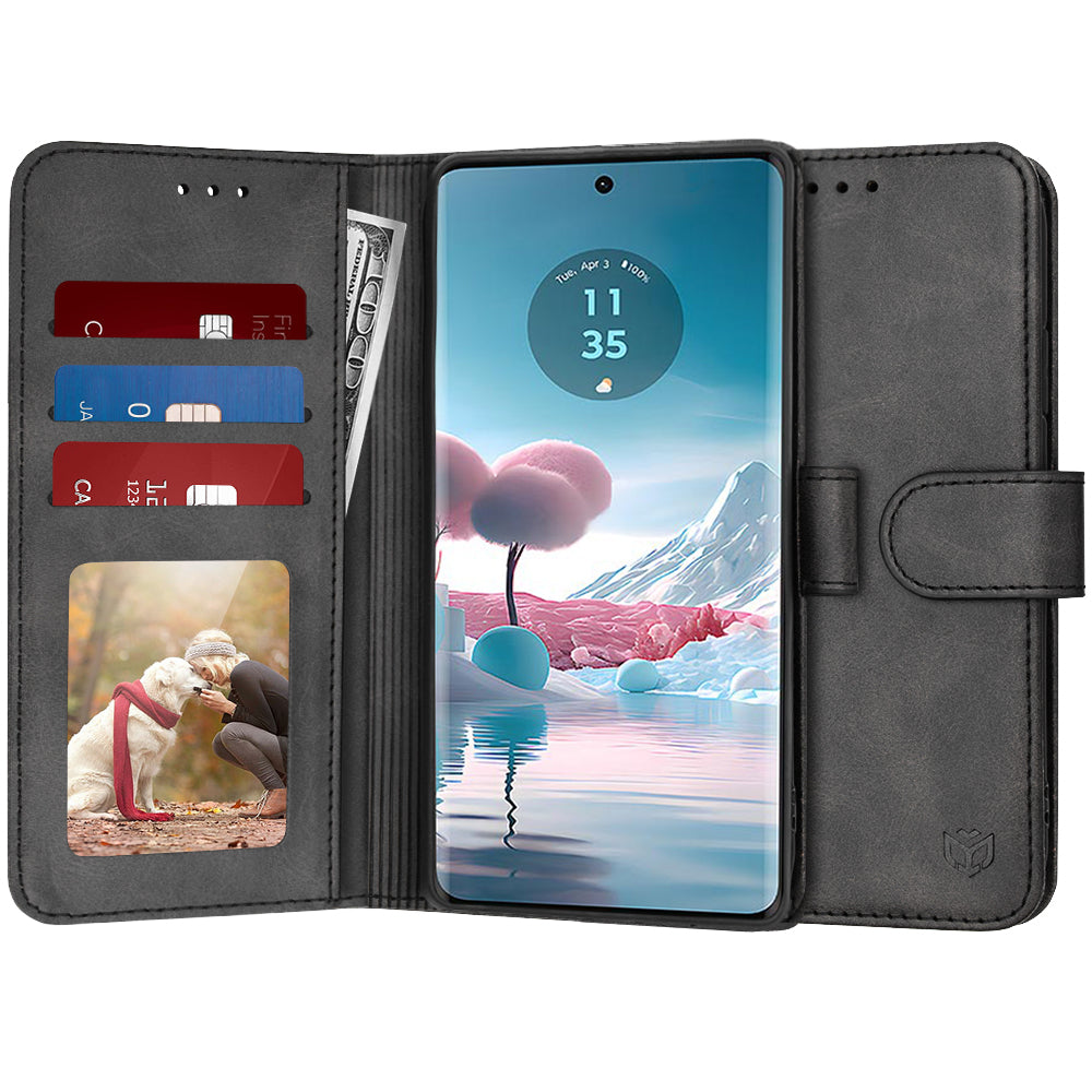 Custodia per Motorola Edge 40 Neo, Techsuit, Diary Book, Nera