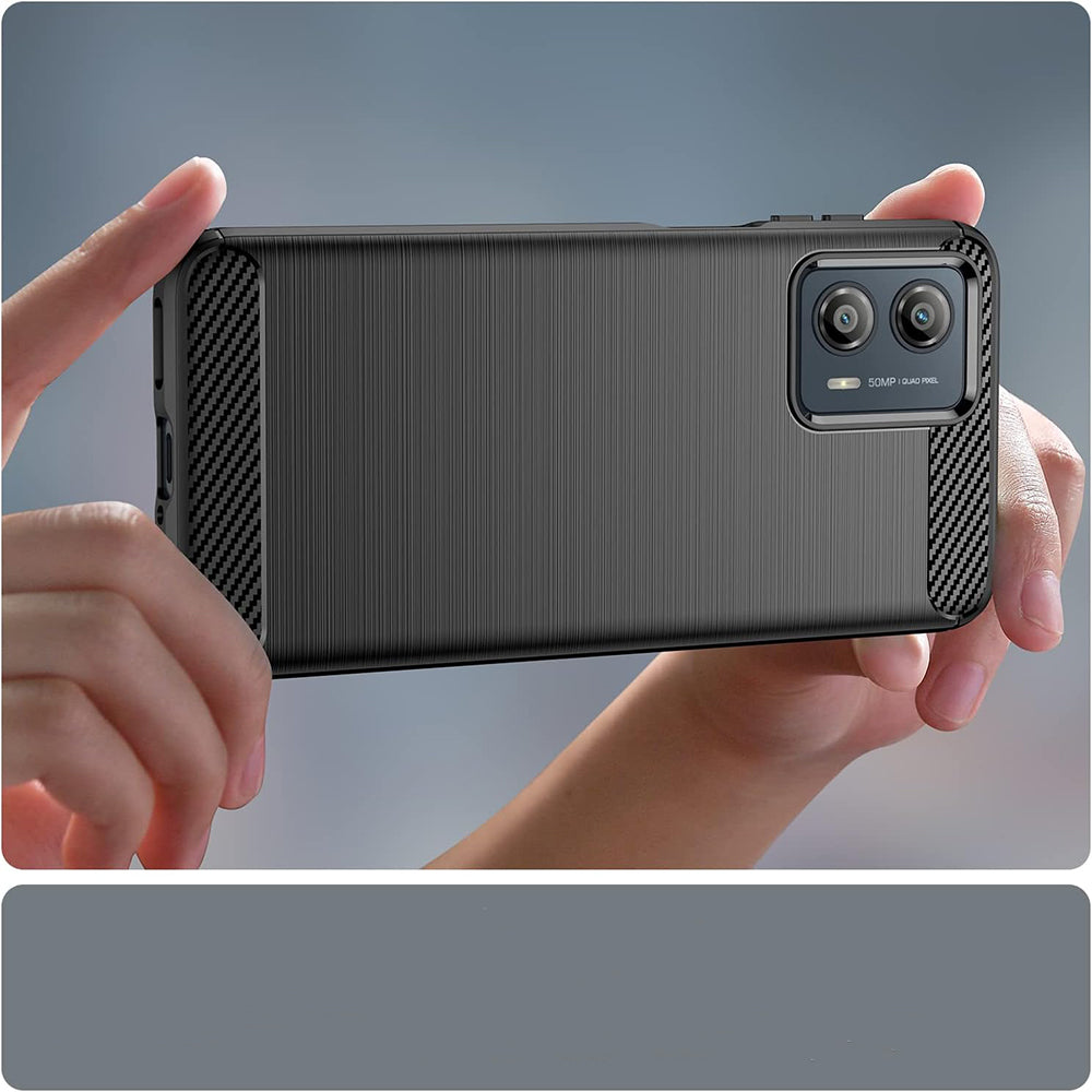 Custodia per Motorola Edge 50 Fusion, Techsuit, Carbonio, Nera