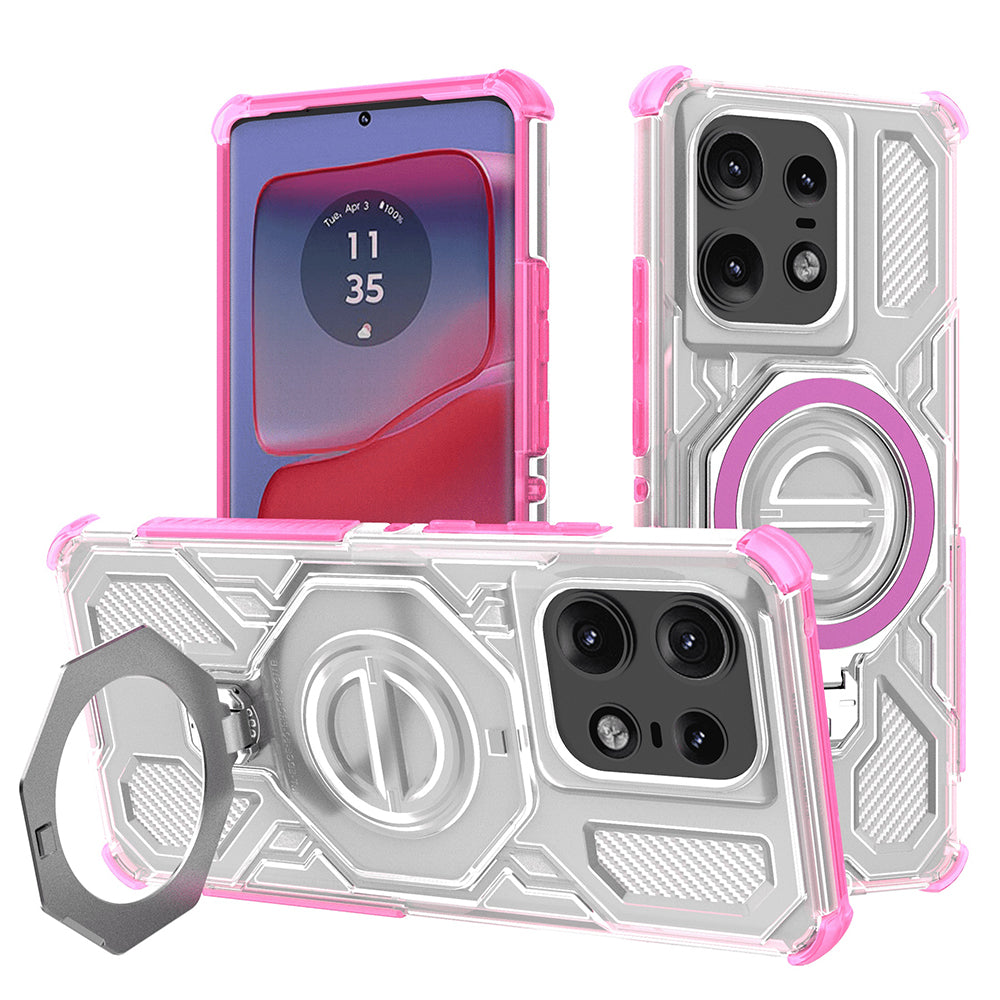Custodia per Motorola Edge 50 Pro, Techsuit, Carbon Shield Pro, Rosa