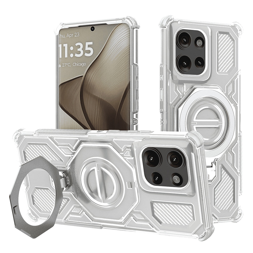 Custodia per Motorola Edge 50, Techsuit, Carbon Shield Pro, Bianca