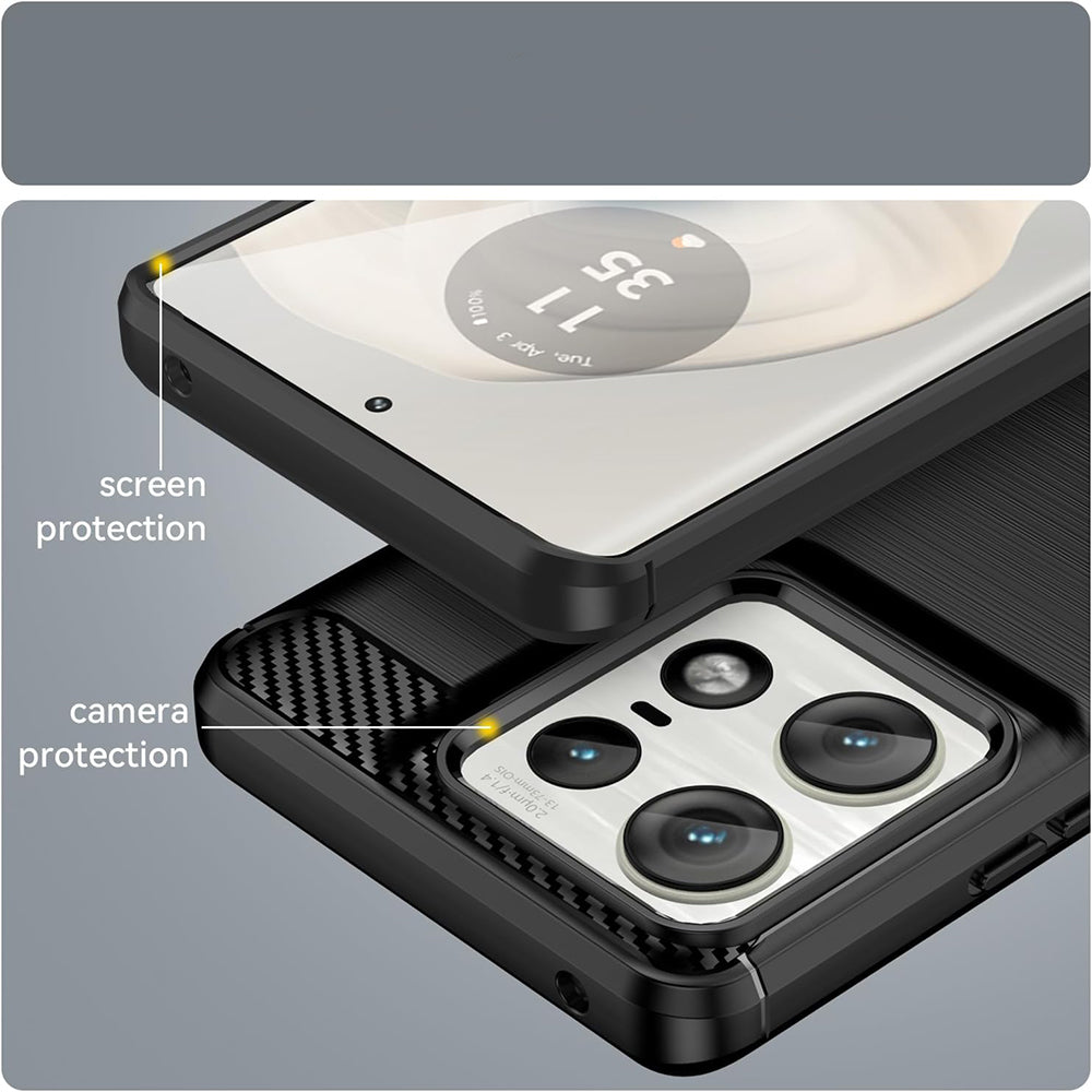 Custodia per Motorola Edge 50 Ultra, Techsuit, Carbonio, Nera