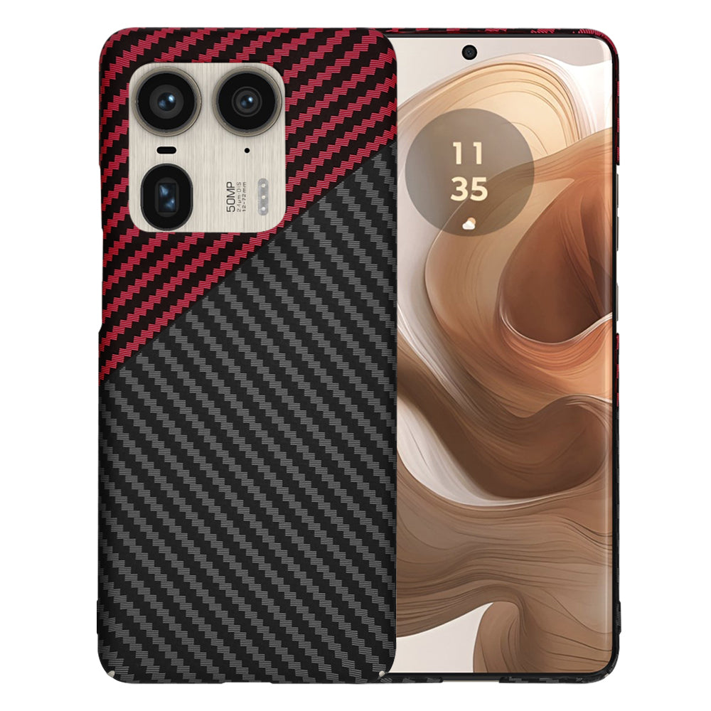 Custodia per Motorola Edge 50 Ultra, Techsuit, Carbonite FiberShell, Nero Rosso
