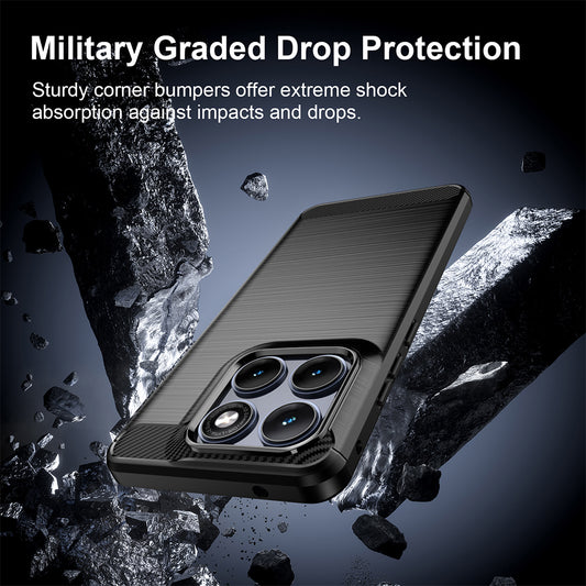 Custodia per Motorola Edge 70 Fusion, Techsuit, Carbonio, Nera