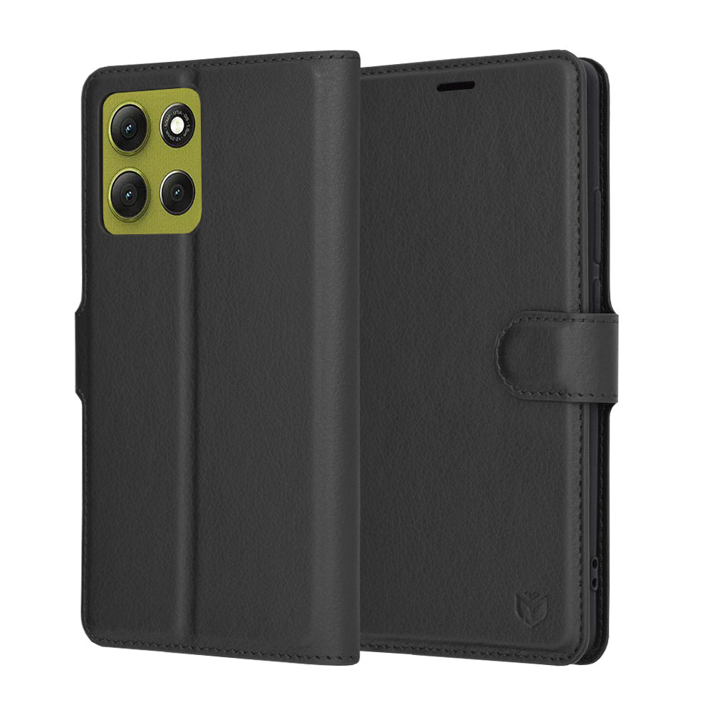 Custodia per Motorola Moto G86, Techsuit, Leather Folio, Nera