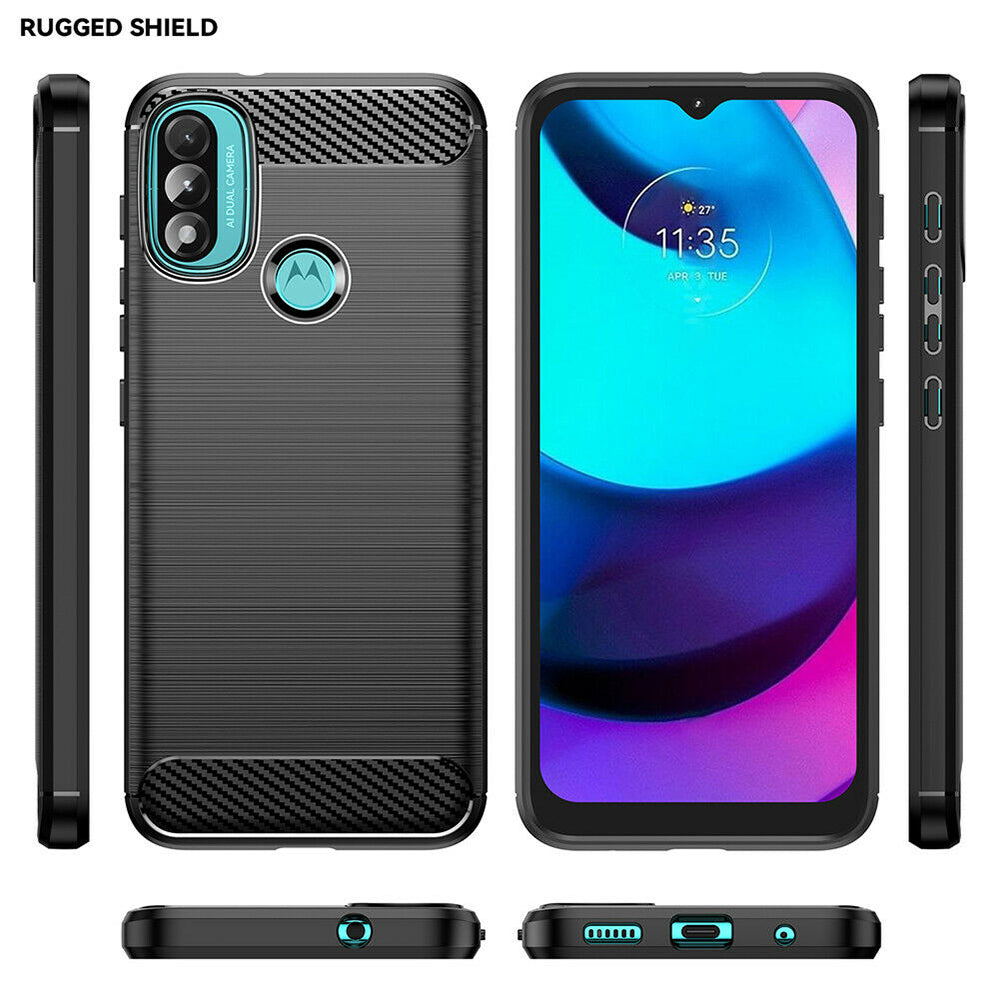 Custodia per Motorola Moto E40 / E30 / E20, Techsuit, Carbonio, Nera