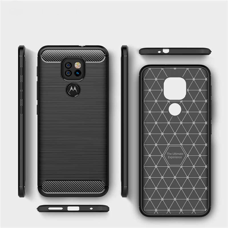 Custodia per Motorola Moto E7 Plus / G9 Play, Techsuit, Carbonio, Nera