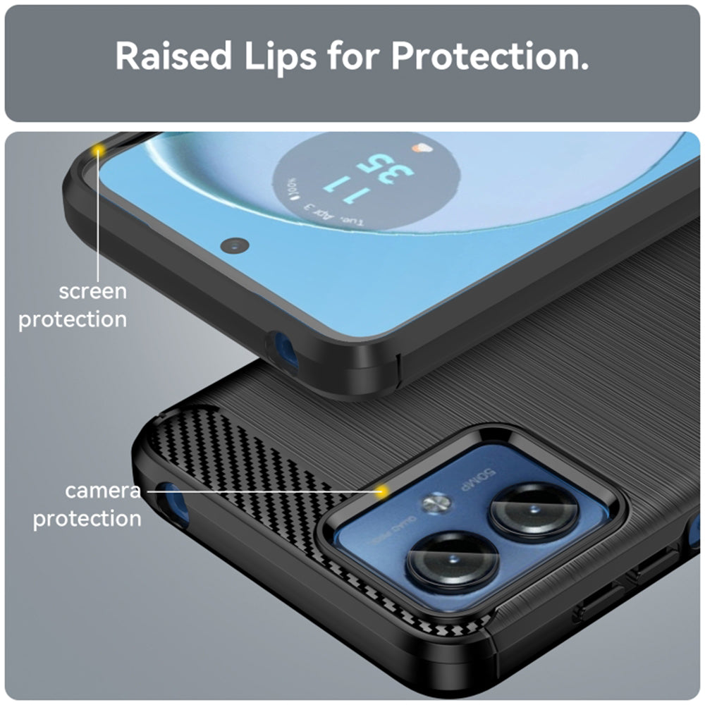 Custodia per Motorola Moto G14, Techsuit, Carbonio, Nera