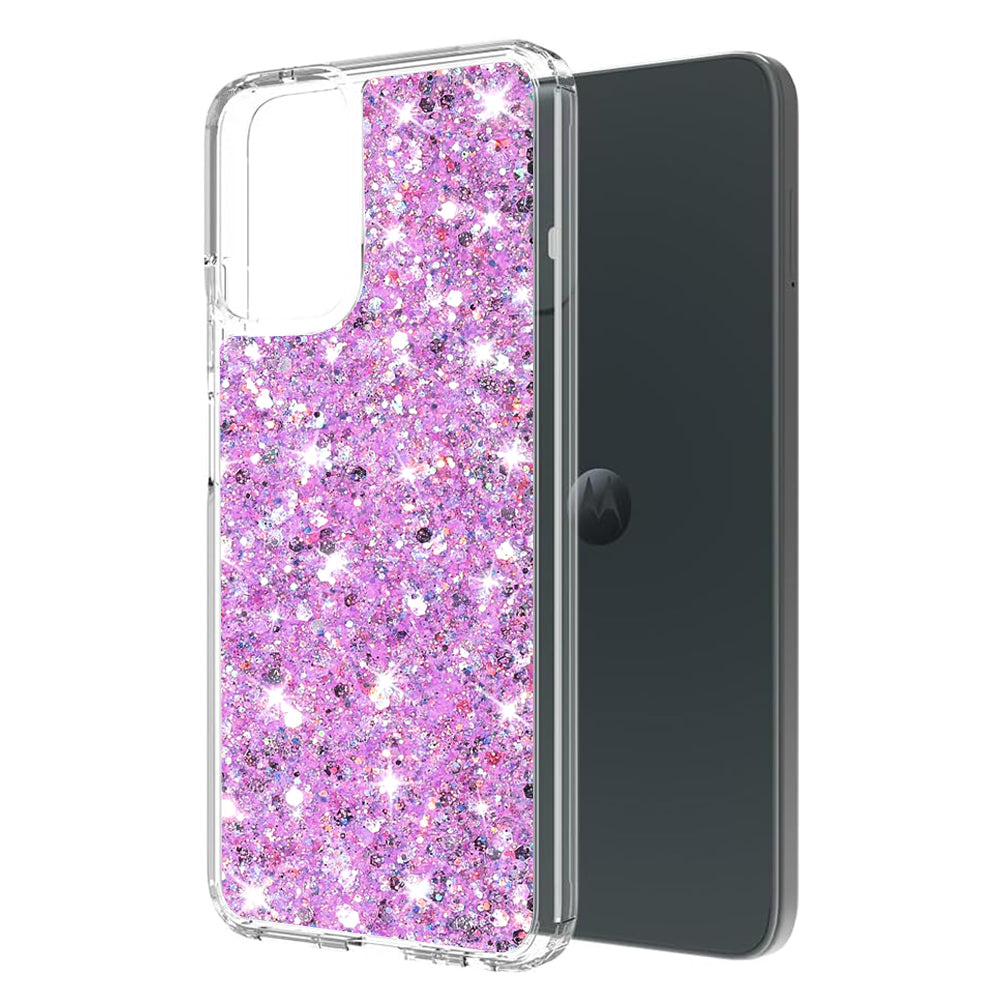 Custodia per Motorola Moto G14, Techsuit, Sparkly Glitter, Magenta