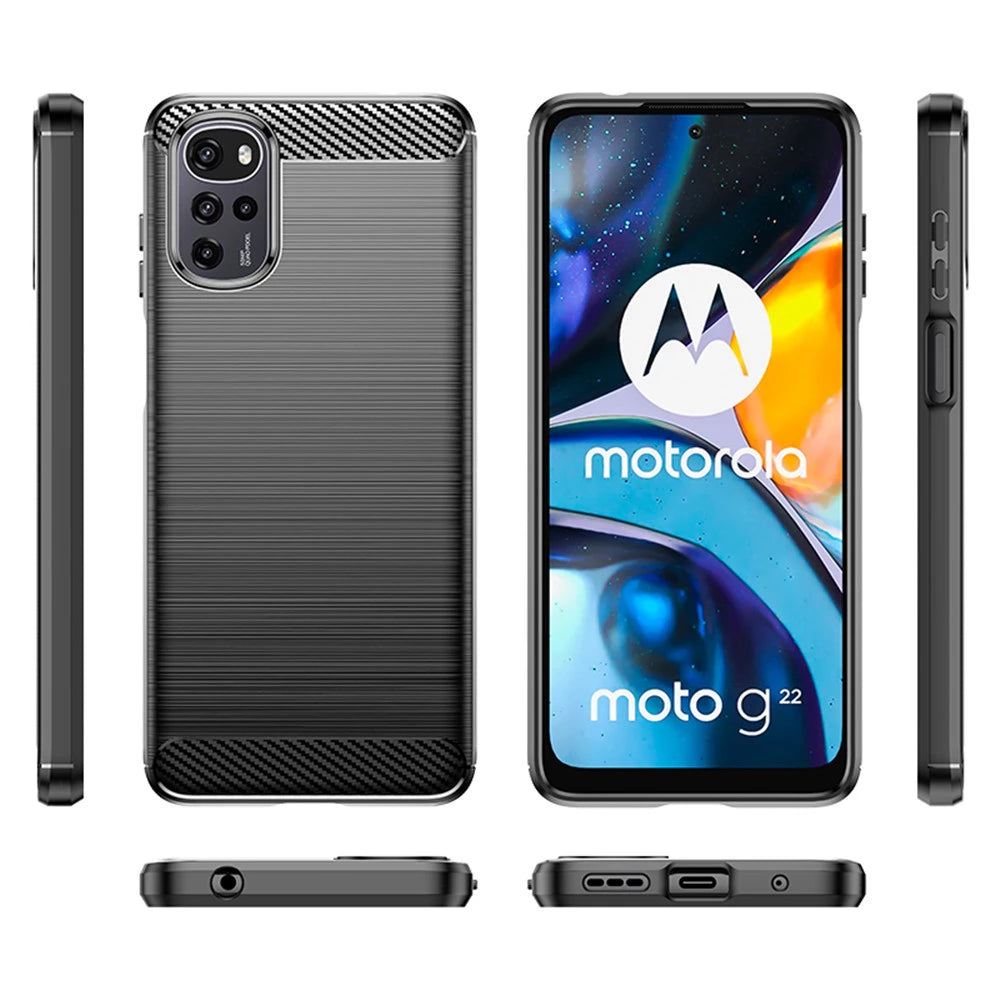 Custodia per Motorola Moto G22, Techsuit, Carbonio, Nera