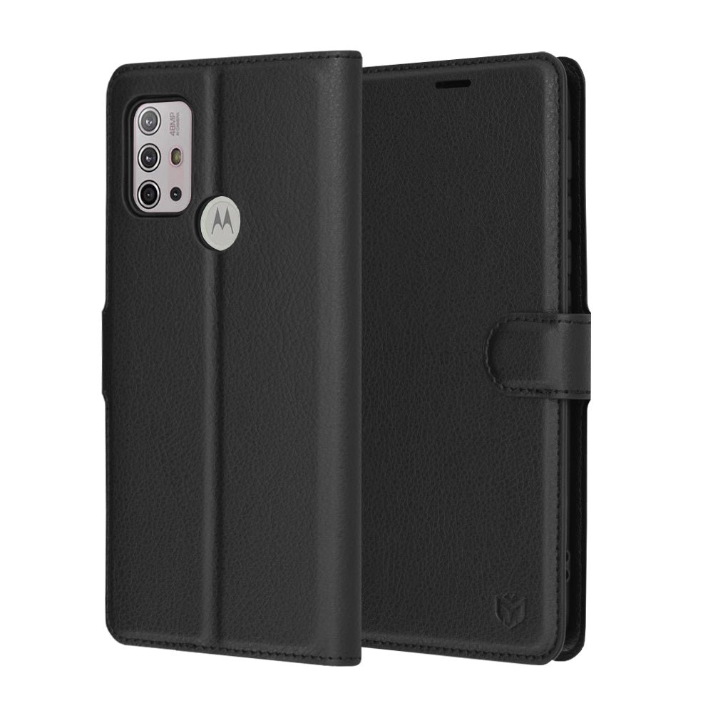 Custodia per Motorola Moto G30 / G20 / G10, Techsuit, Leather Folio, Nera