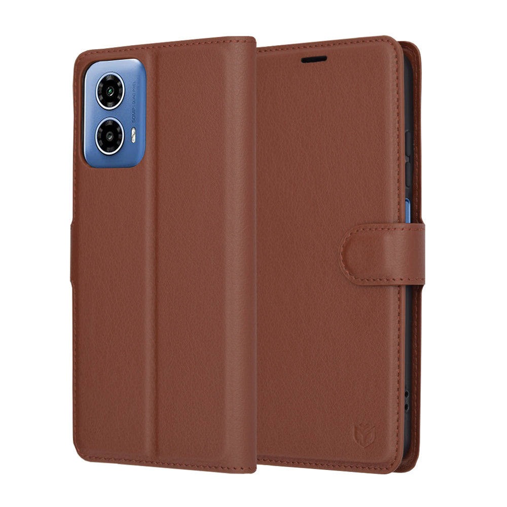 Custodia per Motorola Moto G45 / G34, Techsuit, Leather Folio, Marrone