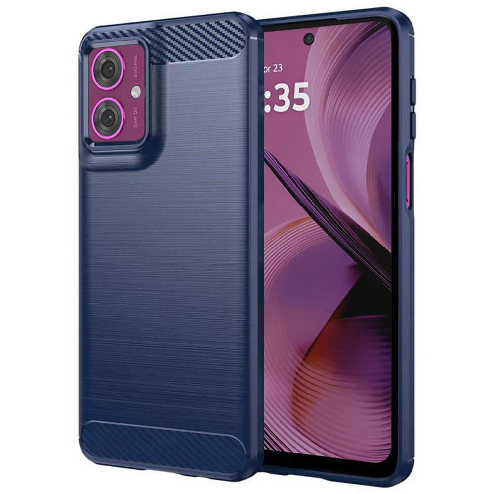 Custodia per Motorola Moto G55, Techsuit, Carbonio, Blu