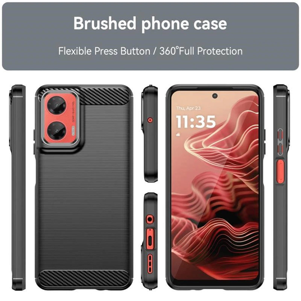 Custodia per Motorola Moto G55, Techsuit, Carbonio, Nera