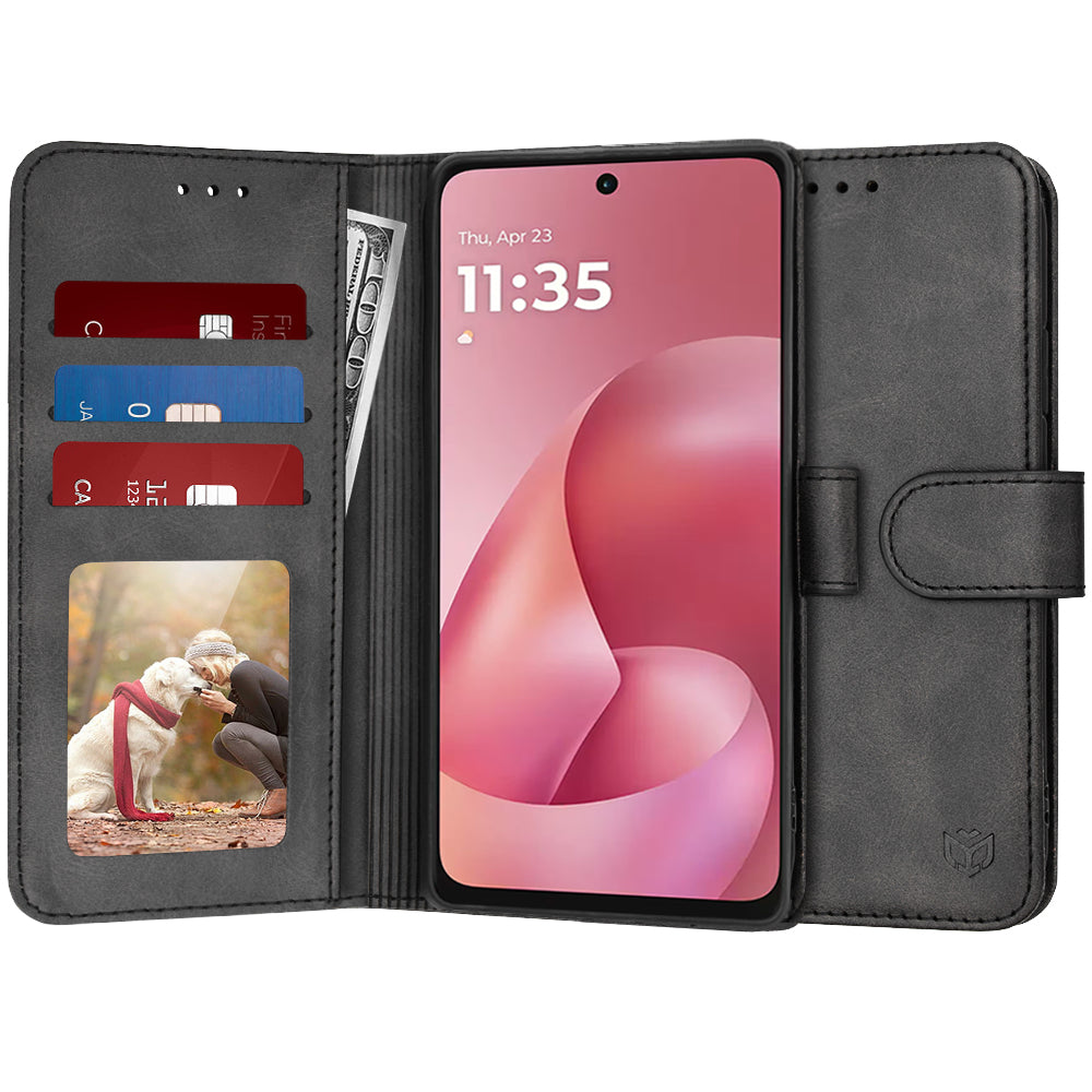 Custodia per Motorola Moto G67 Power / G57 Power, Techsuit, Diary Book, Nera