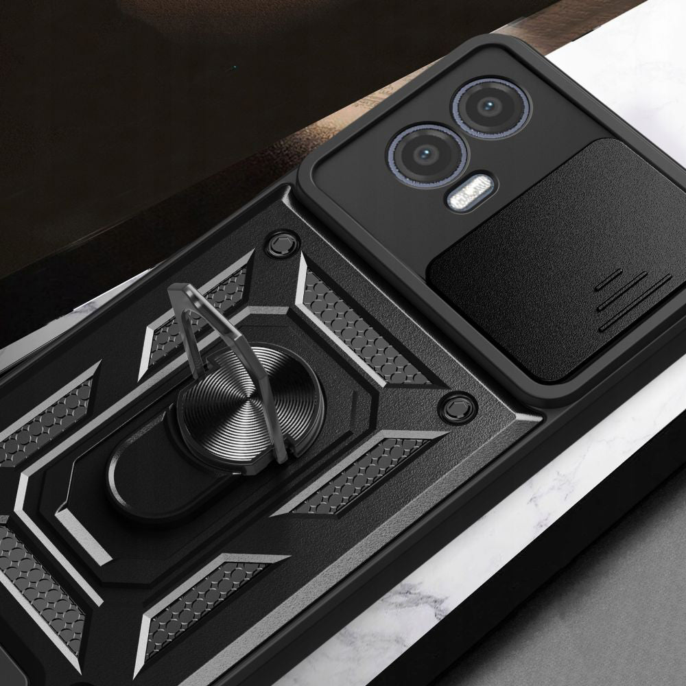 Custodia per Motorola Moto G73, Techsuit, CamShield, Nera
