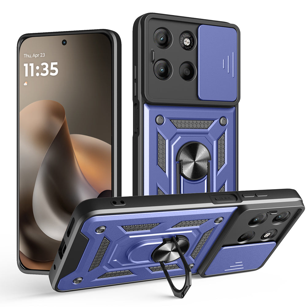 Custodia per Motorola Moto G77 / G67, Techsuit, CamShield, Blu