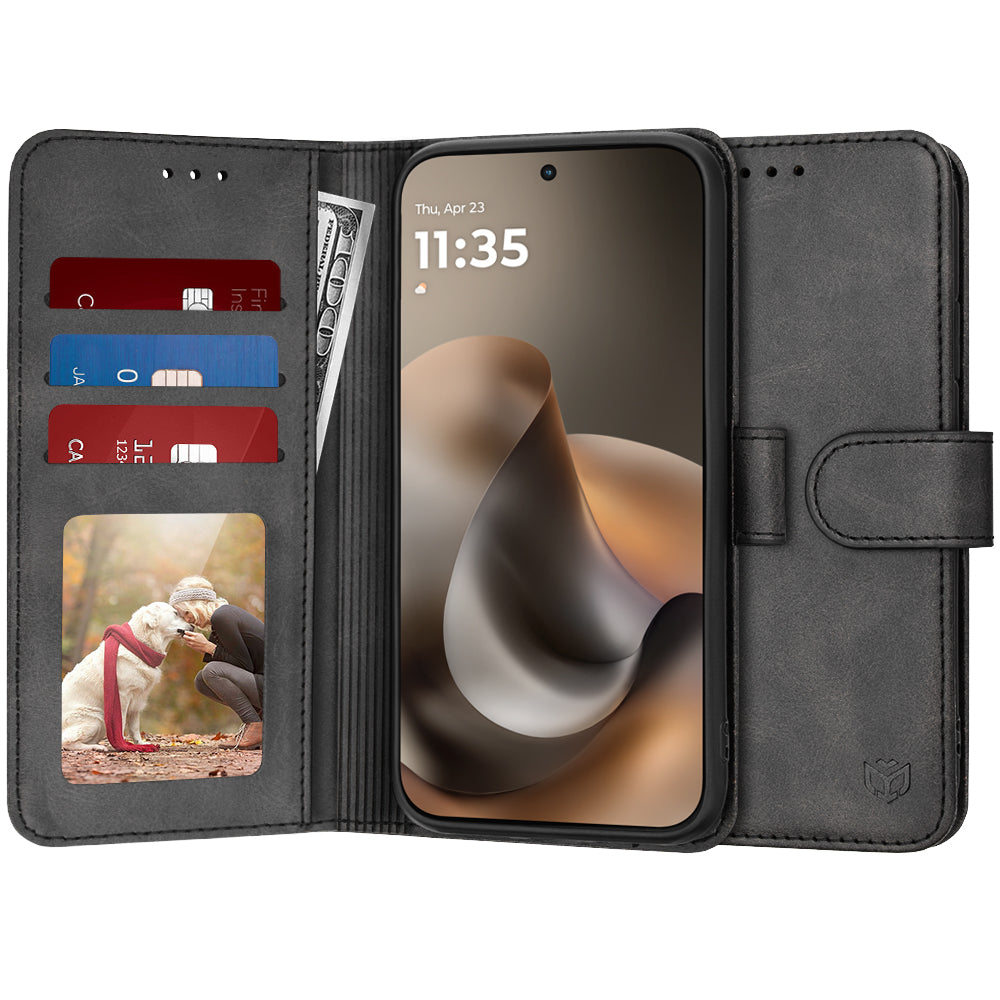 Custodia per Motorola Moto G77 / G67, Techsuit, Diary Book, Nera