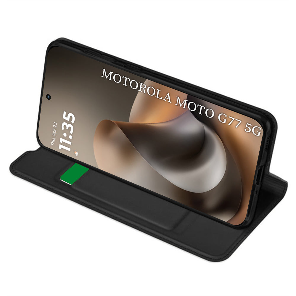 Custodia per Motorola Moto G77 / G67, Techsuit, Magskin Book, Nera