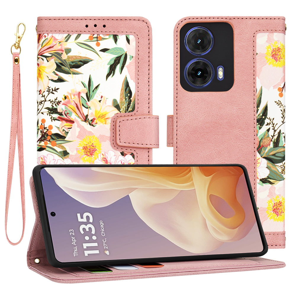 Custodia per Motorola Moto G85, Techsuit, FlipCraft, Rosa
