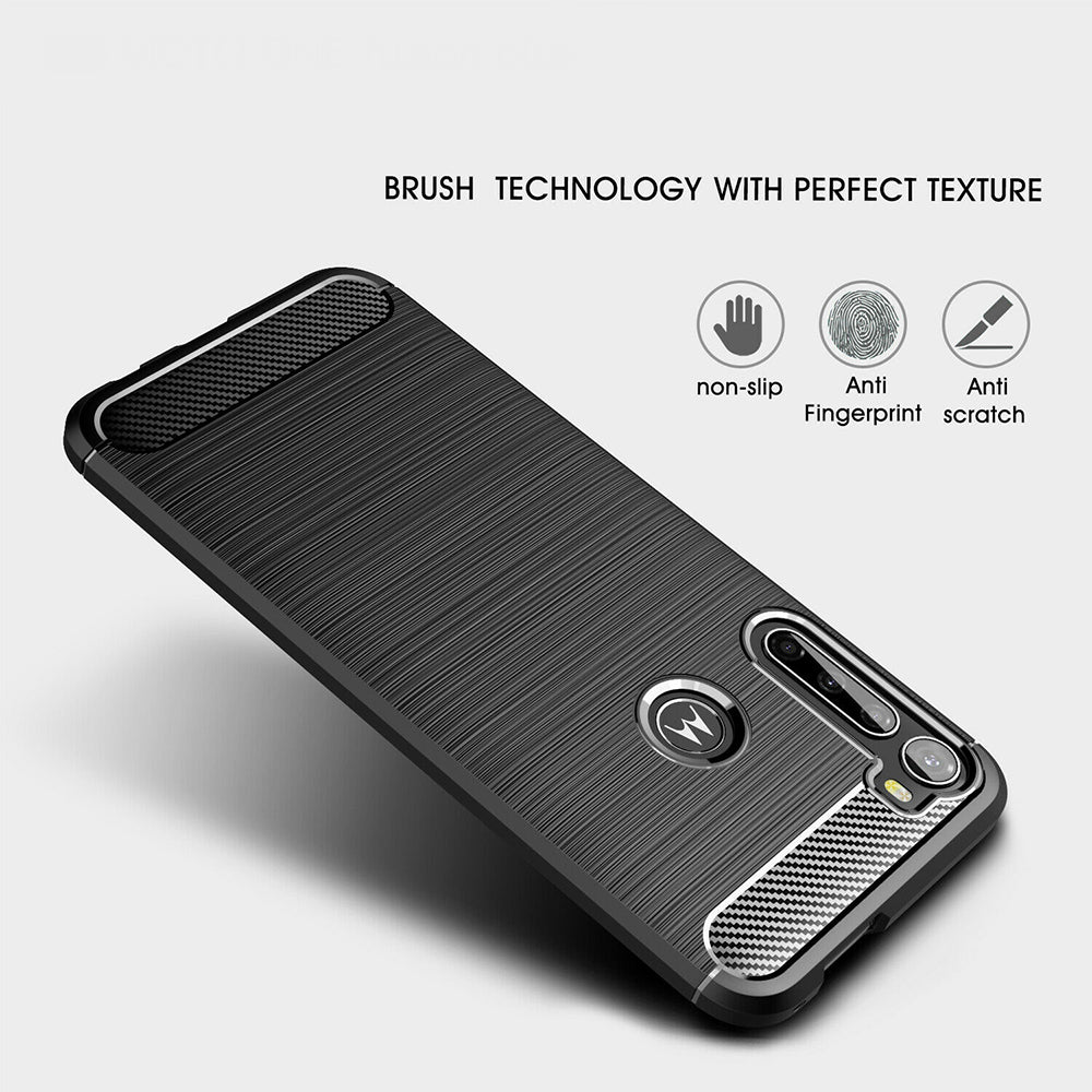 Custodia per Motorola One Fusion+, Techsuit, Carbonio, Nera