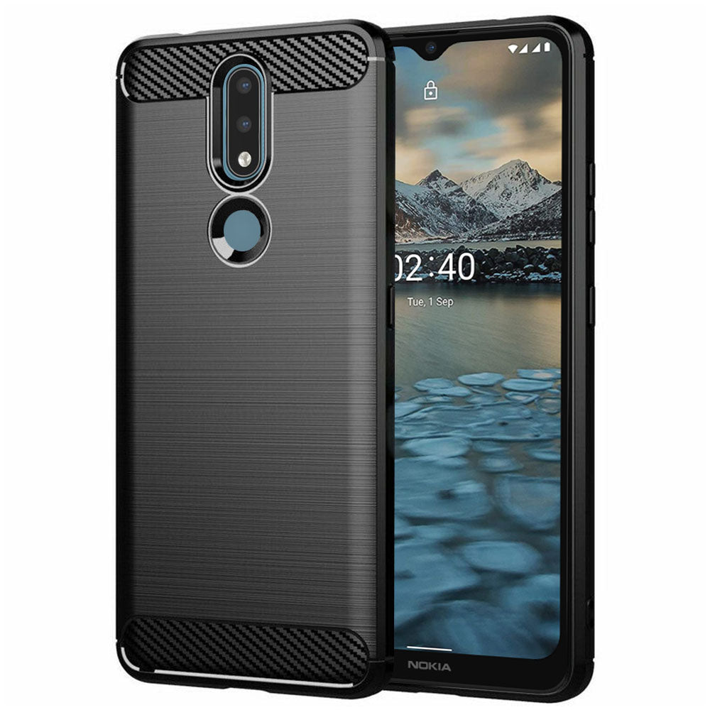 Custodia per Nokia 2.4, Techsuit, Carbonio, Nera