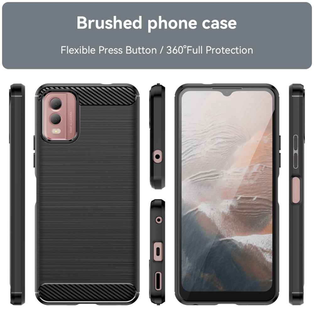 Custodia per Nokia C32, Techsuit, Carbonio, Nera