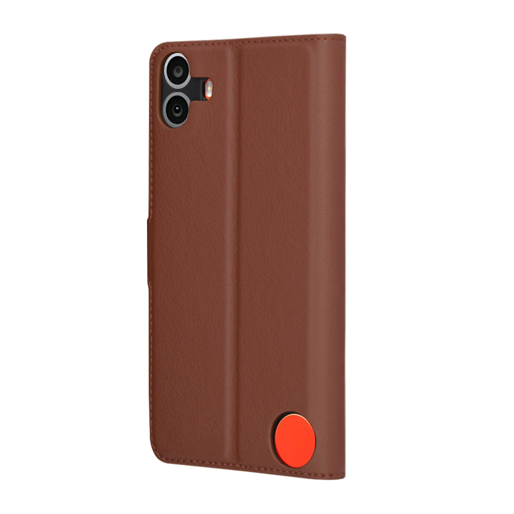 Custodia per Nothing CMF Phone 1, Techsuit, Leather Folio, Marrone