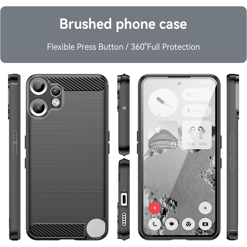 Custodia per Nothing CMF Phone 2 Pro, Techsuit, Carbonio, Nera