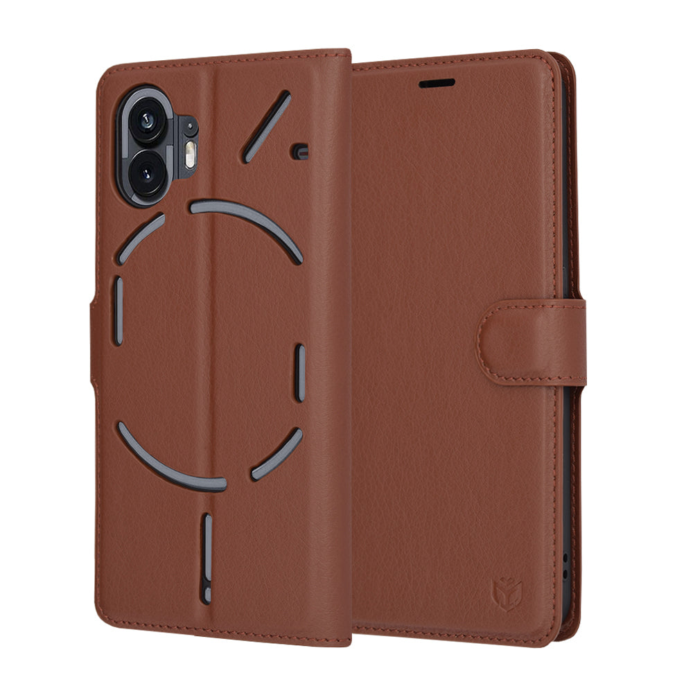 Custodia per Nothing Phone (2), Techsuit, Leather Folio, Marrone