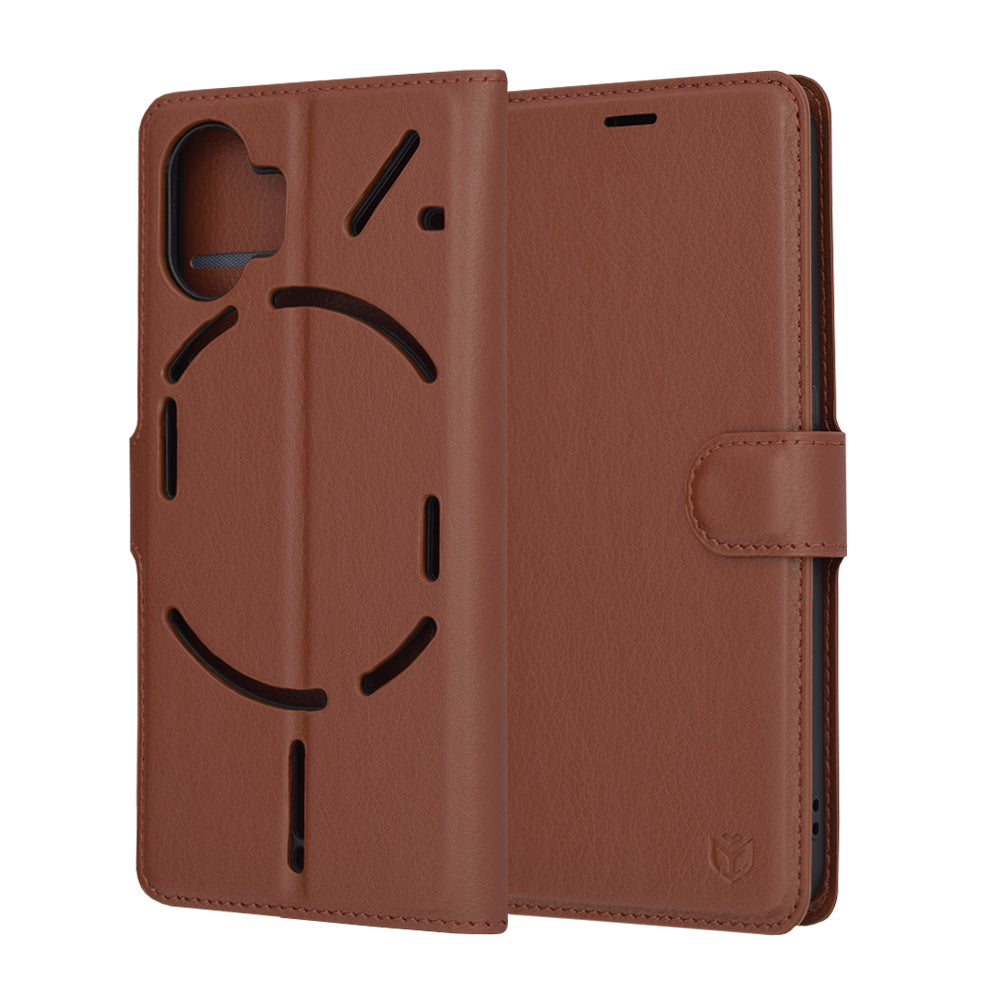 Custodia per Nothing Phone (2), Techsuit, Leather Folio, Marrone
