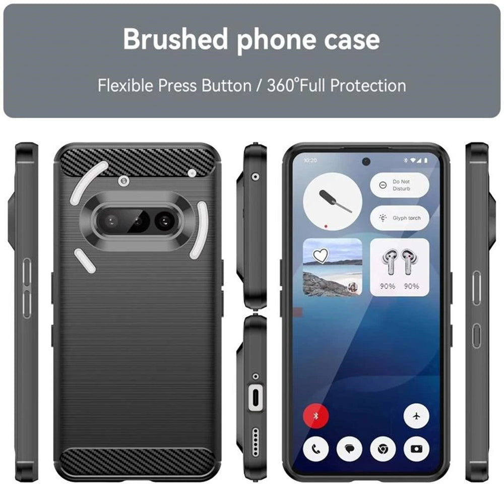 Custodia per Nothing Phone (3a), Techsuit, Carbonio, Nera