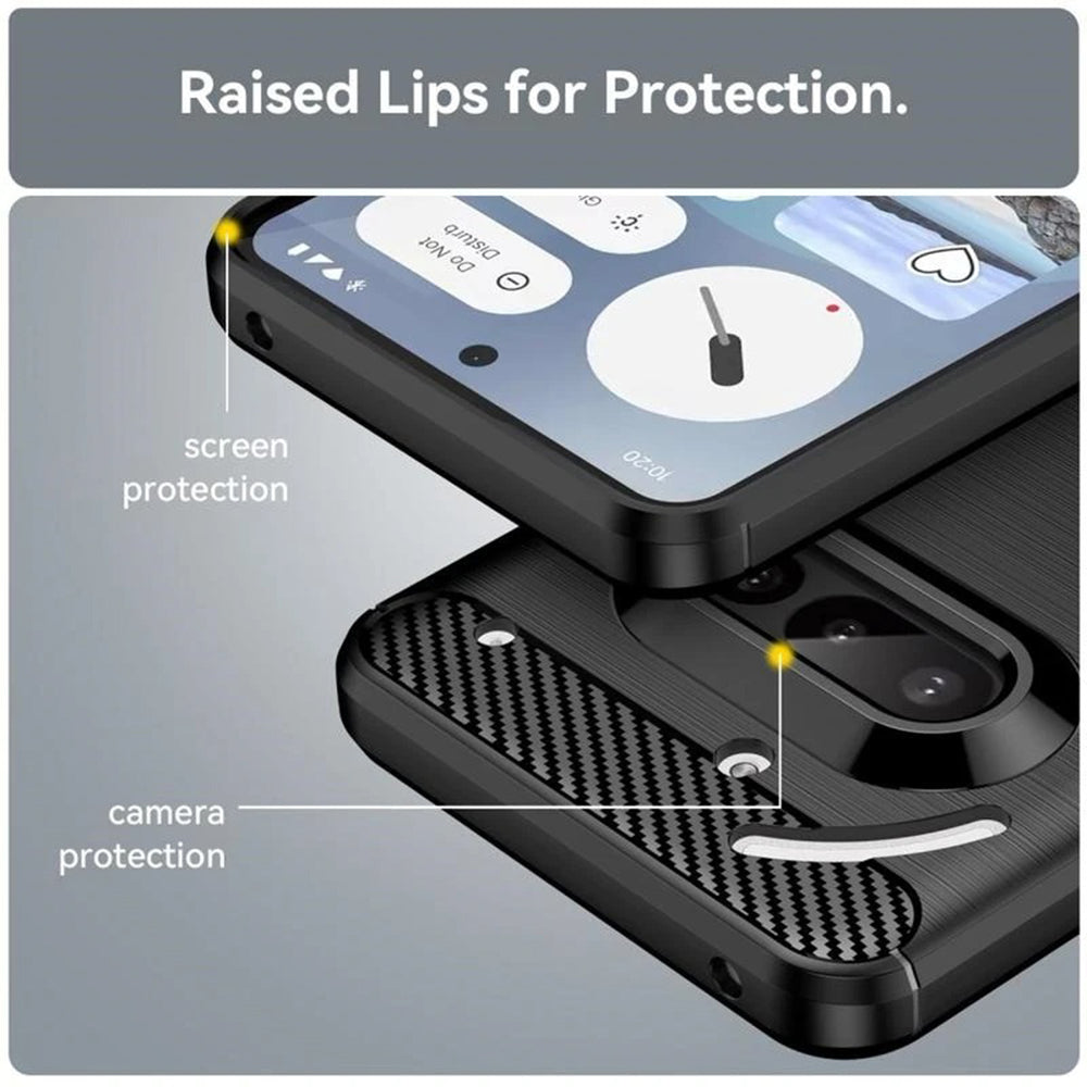 Custodia per Nothing Phone (3a), Techsuit, Carbonio, Nera